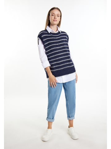 DreiMaster Maritim Damen Pullunder in Marine Wollweiss