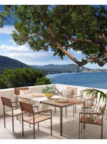 Beliani 6er-Set Gartenstuhl VIAREGGIO in Braun/Silber