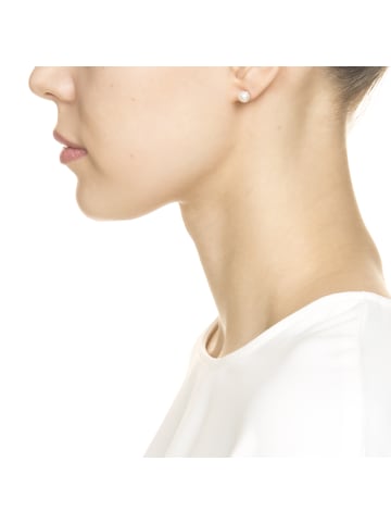 Steel_Art Ohrringe Damen Perlohrstecker rose 6mm rose goldfarben in weiss