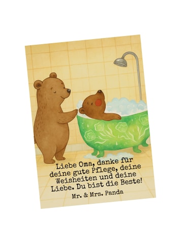 Mr. & Mrs. Panda Postkarte Oma Baden Design mit Spruch in Weiß