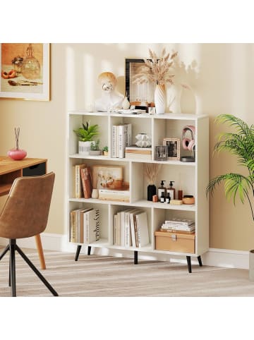 COSTWAY Bücherregal mit Fächern in Weiß