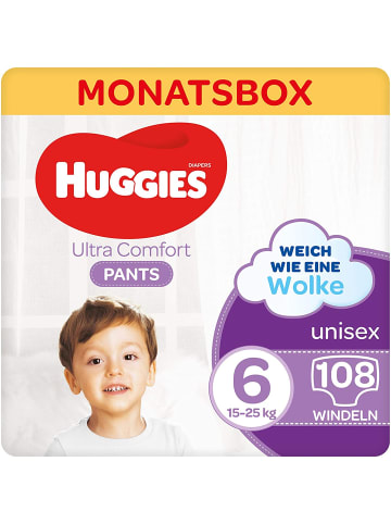 HUGGIES Ultra Comfort Pants Windeln Windelhosen Gr. 6 15-25 kg Monatsbox 108 Stk
