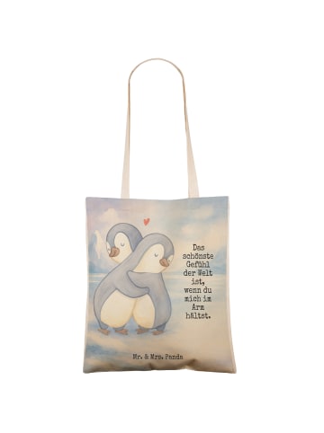 Mr. & Mrs. Panda Schultertasche Pinguine Kuscheln Design mit Spruch in Weiß