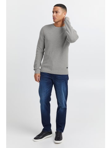 BLEND Rundhals Strickpullover Basic Langarm Sweater in Grau
