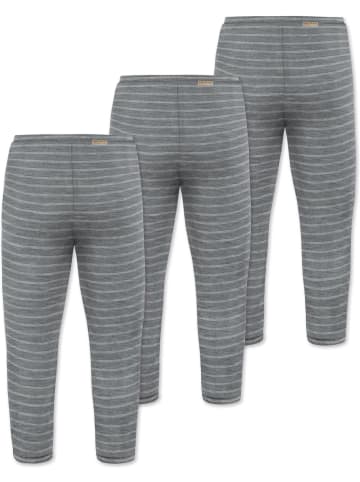 Normani Outdoor Sports Normani Outdoor Sports 3er Pack Baby Merino Hose mit Füßen in Grau gestreift