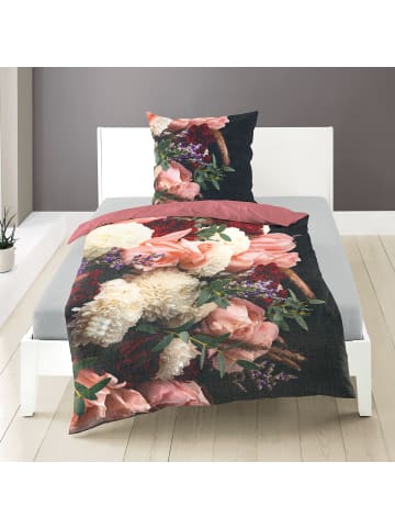 Traumschloss Mako-Satin Digitaldruck Bettwäsche - 5240_60 - Blumen, rot, weiß, rosa in rosa