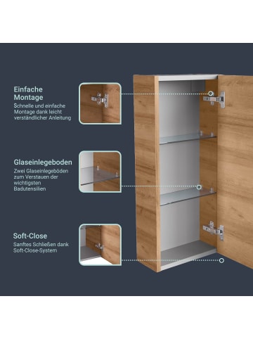 Fackelmann Hängeschrank MILANO in hellbraun-30(B)x68(H)x15,4(T)cm