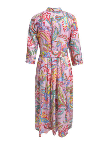 Milano Italy Shirt Bluse Kleid mit weitem Midi-Rock 3/4 Ärmel in Rose Print
