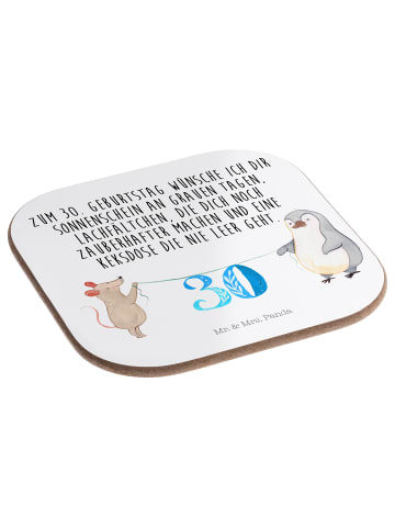 Mr. & Mrs. Panda Bierdeckel 30. Geburtstag Maus Pinguin mit Spruch in Weiß