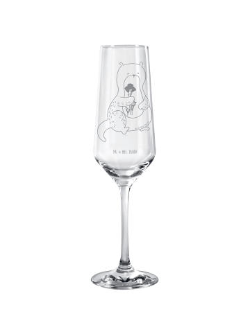 Mr. & Mrs. Panda Champagnerglas Otter Blumenstrauß ohne Spruch in Transparent