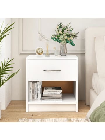 COSTWAY Nachttisch mit Schublade in Weiß