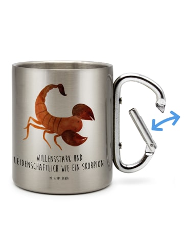 Mr. & Mrs. Panda karabiner tasse Sternzeichen Skorpion mit Spruch in Silber