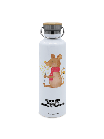 Mr. & Mrs. Panda Trinkflasche Edelstahl Maus Weihnachten mit Spruch in Weiß