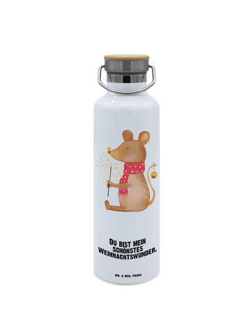 Mr. & Mrs. Panda Trinkflasche Maus Weihnachten mit Spruch in Weiß