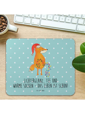 Mouse-Pad Fuchs Weihnachten mit Spruch in Türkis Pastell