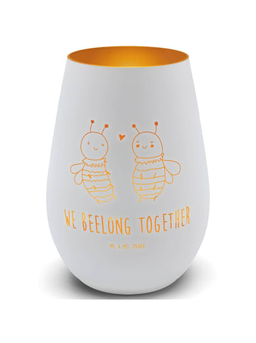 Mr. & Mrs. Panda Glas Windlicht Biene Verliebt mit Spruch in Weiß