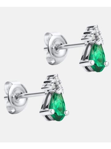 Diamant L'éternel Ohrstecker aus 375 Weißgold mit 0.04 Karat Diamant mit Smaragd