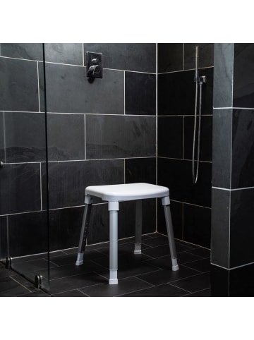 WEINBRENNER Duschhocker Badstuhl Höhenverstellbar Anti-Rutsch bis 150 kg Modell 43908 Weiß