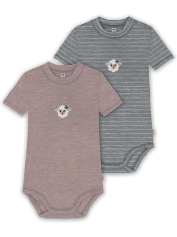 Normani Outdoor Sports 2x Baby Merino Kurzarmbody in Rosa/Grau