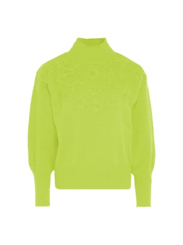 myMo Pullover Mit Blumenstick in LIMETTE