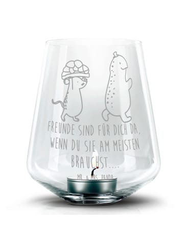 Mr. & Mrs. Panda Gravur Teelicht Schildkröte Maus mit Spruch in Transparent