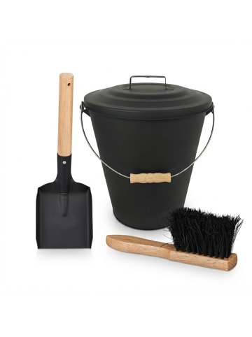 3-tlg. Ascheeimer Set in Schwarz - 24 Liter