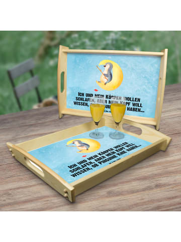 Mr. & Mrs. Panda Frühstückstablett Pinguin Mond mit Spruch in Eisblau
