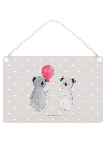 Mr. & Mrs. Panda Wandbild Holz Koala Luftballon ohne Spruch in Grau Pastell