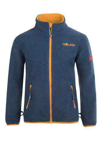 Trollkids Fleece Jacke "Oppdal XT" in Mystikblau/Goldgelb