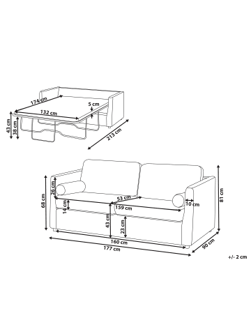 Beliani 4-tlg 2-Sitzer Sofa INKOO in Braun