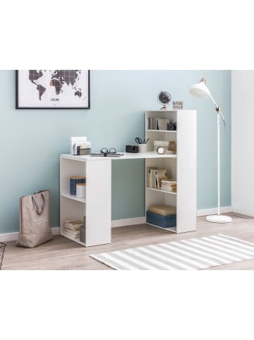 KADIMA DESIGN Schreibtisch WL5.692 mit Regal 120 x 120 x 53 cm Matt Holz in Weiß