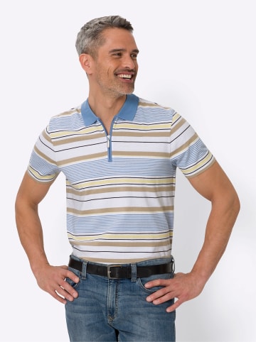 Sieh an! Kurzarm-Poloshirt in weiß-geringelt