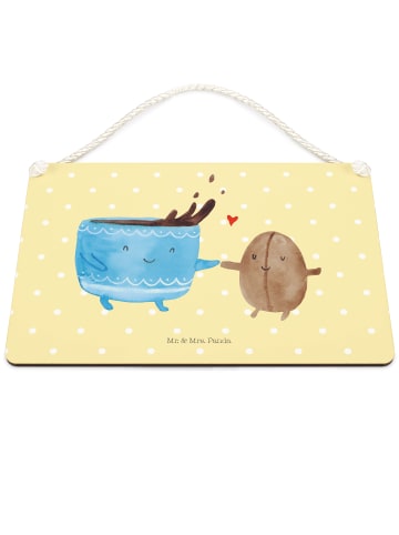 Mr. & Mrs. Panda Deko Schild Kaffee Bohne ohne Spruch in Gelb Pastell