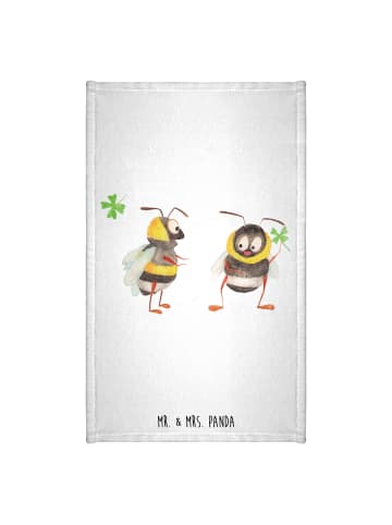 Mr. & Mrs. Panda Gästehandtuch Hummeln Kleeblatt ohne Spruch in Weiß