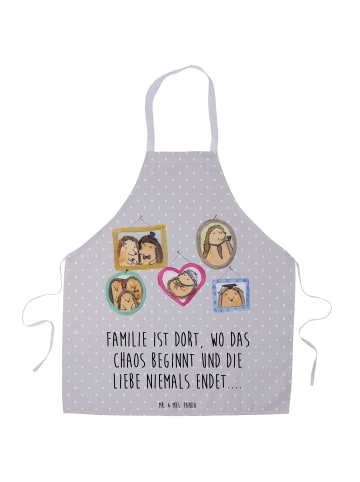 Mr. & Mrs. Panda Kochschürze Igel Familie mit Spruch in Grau Pastell
