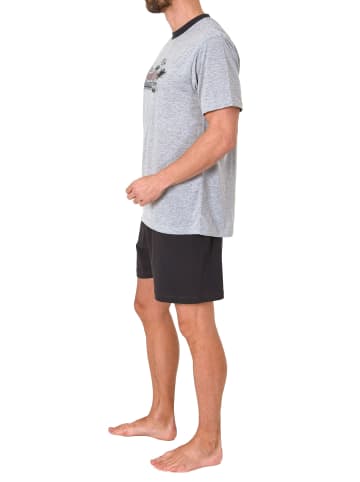 NORMANN Casual Shorty Pyjma kurzen Shorts und Rundhals - 74046 in grau