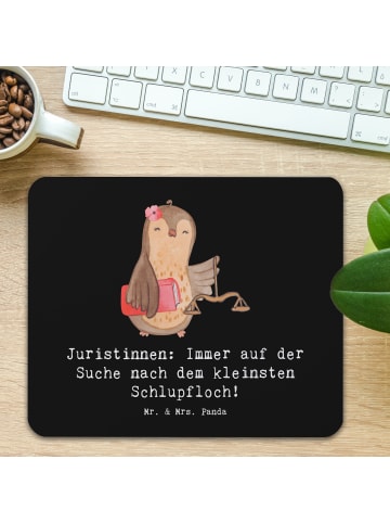 Mr. & Mrs. Panda Mousepad Juristin Schlupfloch mit Spruch in Schwarz