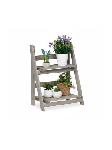 relaxdays Blumentreppe in Grau - (B)41 x (H)51,5 x (T)24 cm