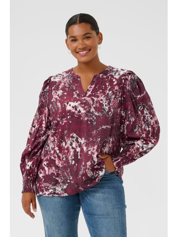 KAFFE curve Bluse langarm KCmina Regular fit in Red/Black Abstract Graphic