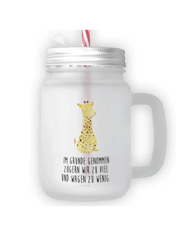 Mr. & Mrs. Panda Trinkglas Mason Jar Giraffe Zufrieden mit Spruch in Transparent