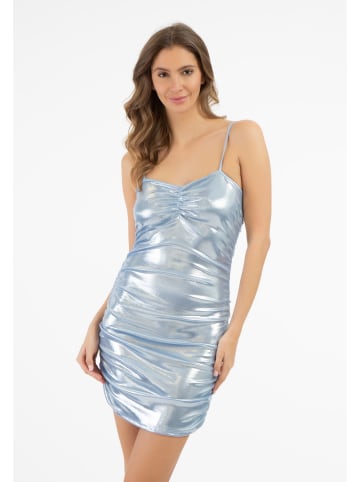 faina Damen Strick Trägerkleid Mini in Blau Metallisch