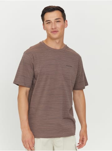 MAZINE T-Shirt Keith Striped T in deep taupe/black
