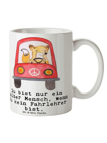 Mr. & Mrs. Panda Tasse Fahrlehrer Herz mit Spruch in Weiß