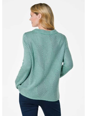 GOLDNER Kurzgröße:  Strickpullover im Reiskorn-Effekt in mint / gemustert