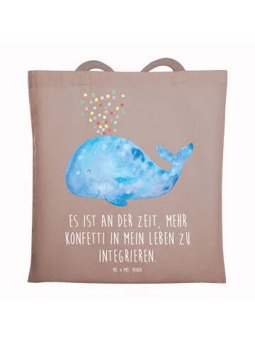 Mr. & Mrs. Panda Tasche Wal Konfetti mit Spruch in Braun Pastell