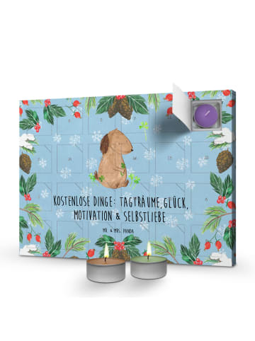 Mr. & Mrs. Panda Adventskalender Hund Kleeblatt mit Spruch in Eisblau