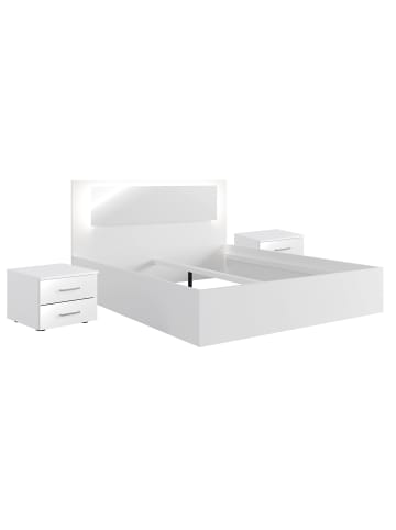 Feldmann-Wohnen Schlafzimmer-Set 3 teilig weiß Hochglanz 258 / 204 / 100cm