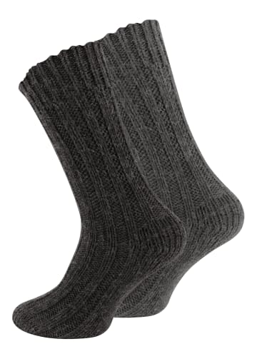 Cotton Prime® 4 Paar Woll-Stricksocken mit ALPAKA Unisex Alpakasocken in Grau