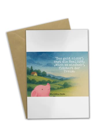 Mr. & Mrs. Panda Klappkarte Schwein Glück Design mit Spruch in Weiß