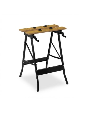 relaxdays Werkbank in Natur/ Schwarz - (B)56,5 x (H)75,5 x (T)62 cm